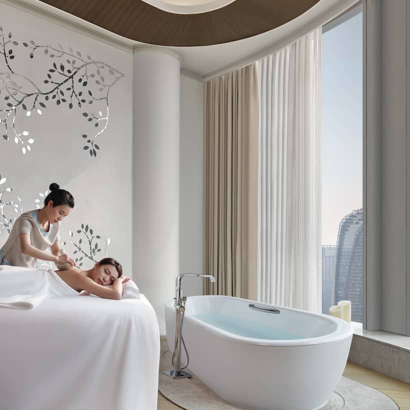 guest receiving a massage at the spa